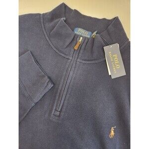 NWT Polo Ralph Lauren Sweater Men's‎ 4XLT Navy 1/4 Zip Estate Rib Big & Tall